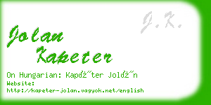 jolan kapeter business card